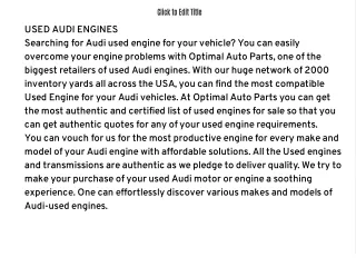 used engines | optimal auto parts | used transmissions | used auto parts | car used parts