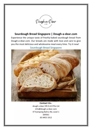 Sourdough Bread Singapore Dough-a-dear