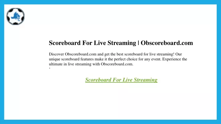 scoreboard for live streaming obscoreboard