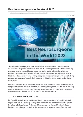 Best Neurosurgeons in the World 2023