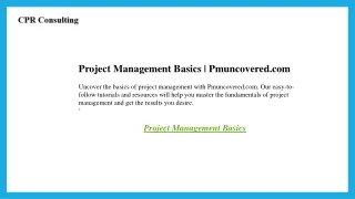 Project Management Basics  Pmuncovered.com