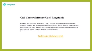 Call Center Software Uae  Ringstar.io