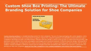 Custom Shoe Box Printing: The Ultimate Branding Solution for Shoe Companies