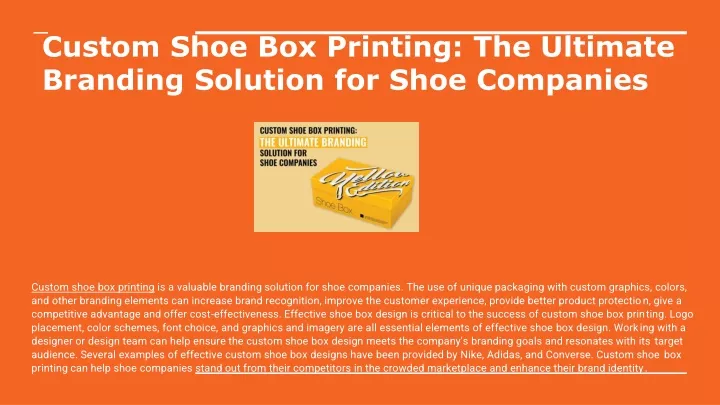 custom shoe box printing the ultimate branding