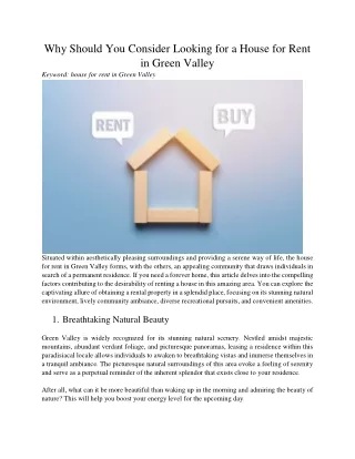 why should you consider looking for a house