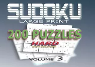 Download Sudoku Puzzles Hard: 200 Sudoku Hard, Volume 3 With Solution (Crazy For
