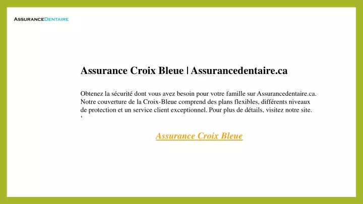 assurance croix bleue assurancedentaire