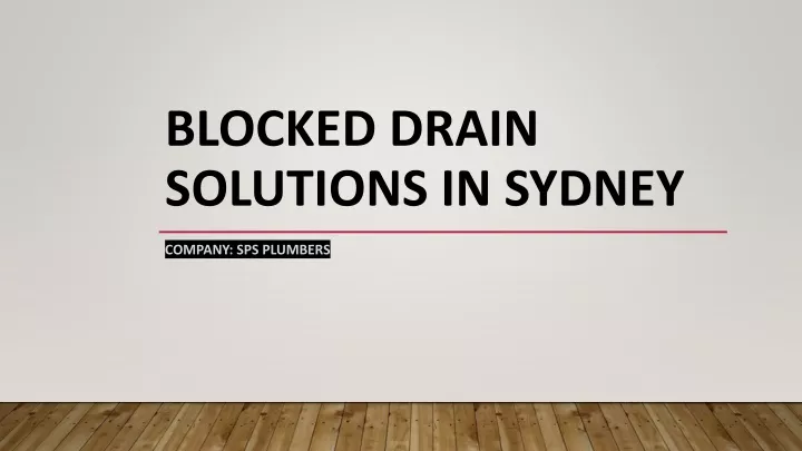 blocked drain solutions in sydney