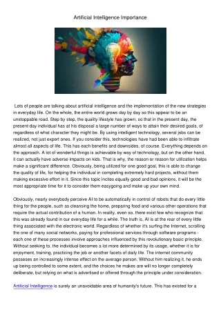 artificial intelligence importance