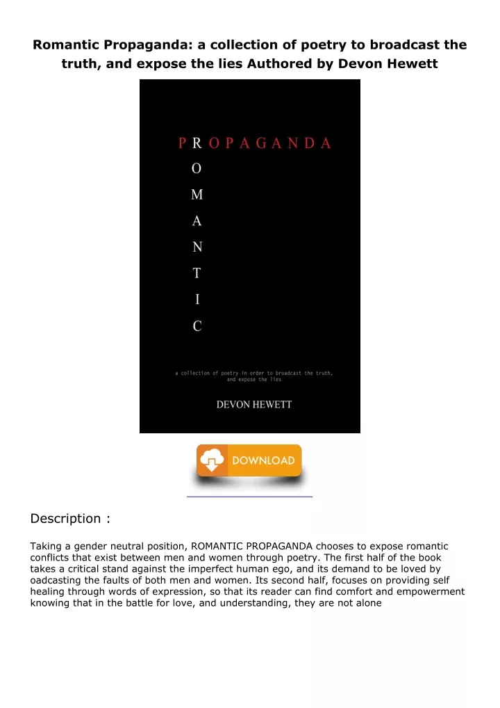 romantic propaganda a collection of poetry