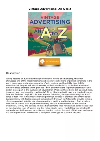 get [PDF] Download Vintage Advertising: An A to Z free