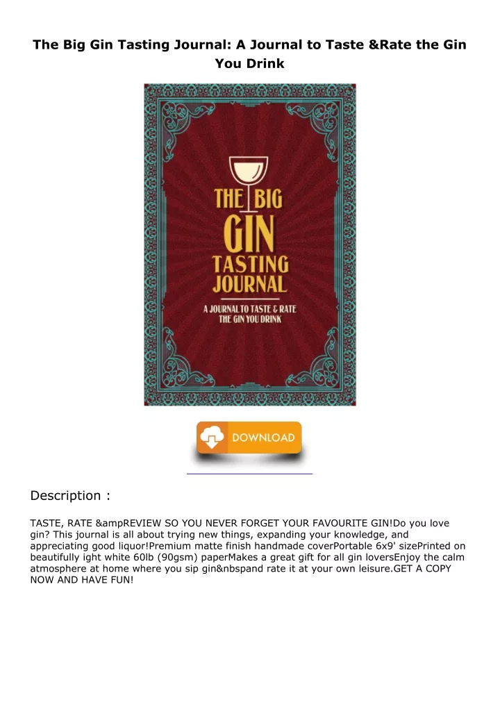 the big gin tasting journal a journal to taste