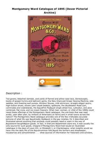 Download Book [PDF] Montgomery Ward Catalogue of 1895 (Dover Pictorial Archive)