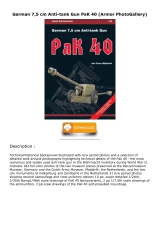 PDF/READ/DOWNLOAD German 7,5 cm Anti-tank Gun PaK 40 (Armor PhotoGallery) androi