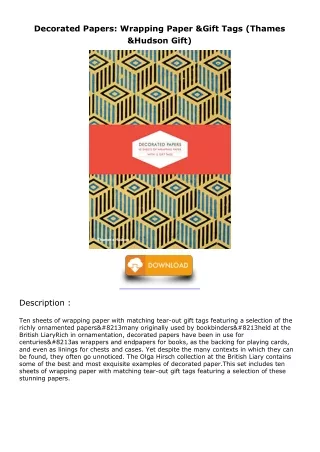PDF_ Decorated Papers: Wrapping Paper & Gift Tags (Thames & Hudson Gift) read