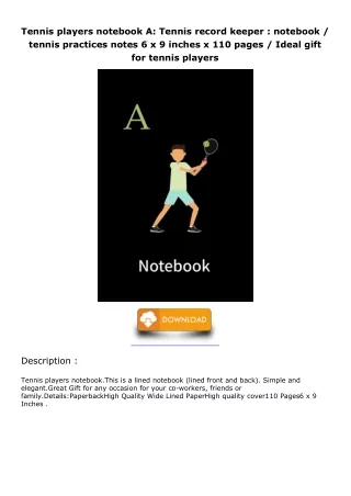 get [PDF] Download Tennis players notebook A: Tennis record keeper : notebook /