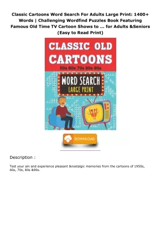 [PDF READ ONLINE] Classic Cartoons Word Search For Adults Large Print: 1400  Wor