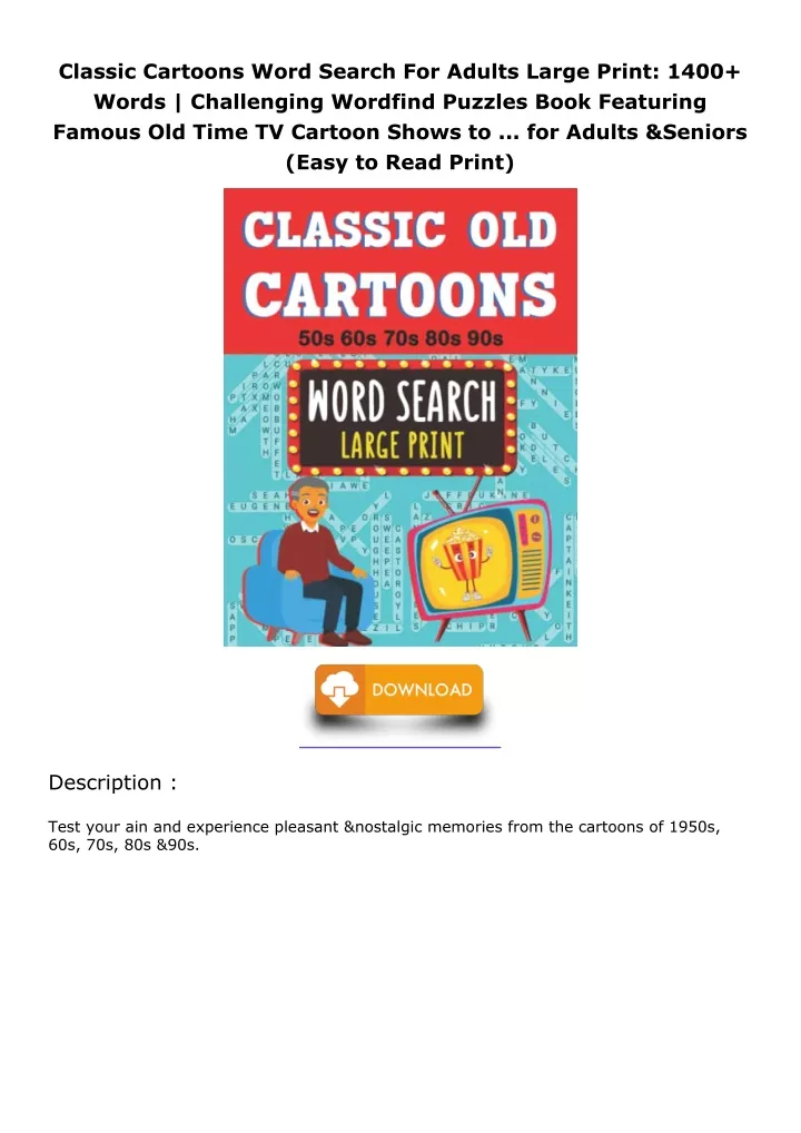 classic cartoons word search for adults large
