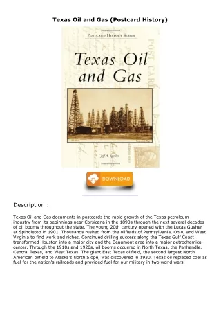 [READ DOWNLOAD] Texas Oil and Gas (Postcard History) android