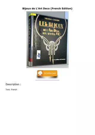 Read ebook [PDF] Bijoux de L'Art Deco (French Edition) kindle