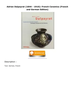 READ [PDF] Adrien Dalpayrat (1844 - 1910): French Ceramics (French and German Ed