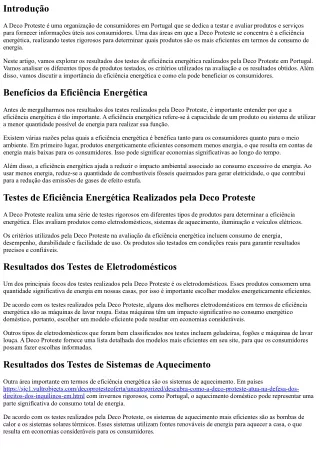 Os resultados dos testes de eficiência energética realizados pela Deco Proteste