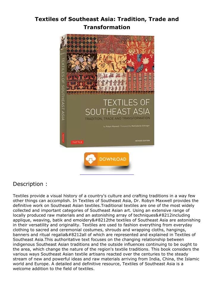 textiles of southeast asia tradition trade
