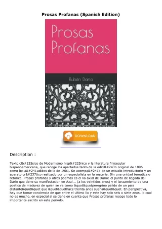 READ [PDF] Prosas Profanas (Spanish Edition) ipad