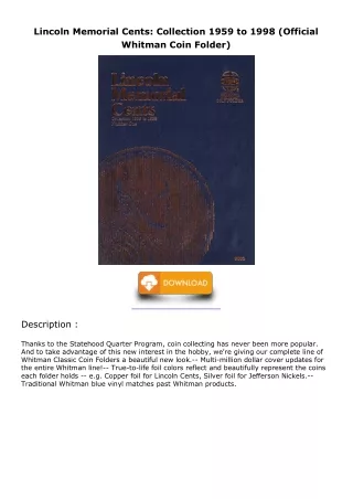 get [PDF] Download Lincoln Memorial Cents: Collection 1959 to 1998 (Official Whi