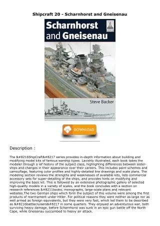 [PDF READ ONLINE] Shipcraft 20 - Scharnhorst and Gneisenau bestseller