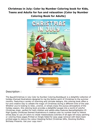 PDF/READ/DOWNLOAD Christmas in July: Color by Number Coloring book for Kids, Tee