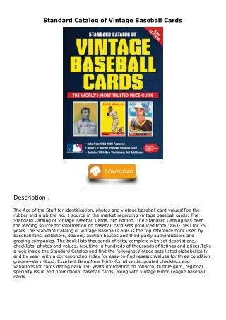 PDF/READ Standard Catalog of Vintage Baseball Cards ipad