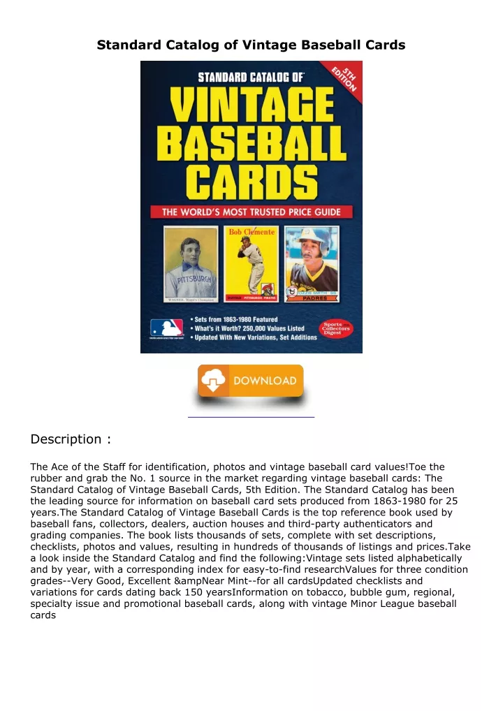 standard catalog of vintage baseball cards