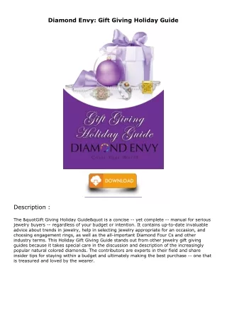 DOWNLOAD/PDF Diamond Envy: Gift Giving Holiday Guide free