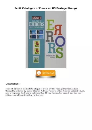 DOWNLOAD/PDF Scott Catalogue of Errors on US Postage Stamps ebooks
