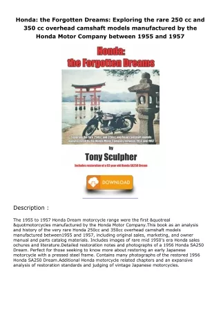 [PDF READ ONLINE] Honda: the Forgotten Dreams: Exploring the rare 250 cc and 350