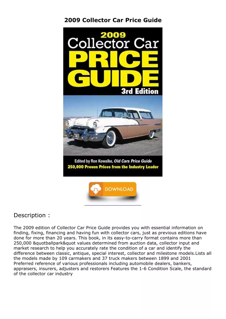 2009 collector car price guide
