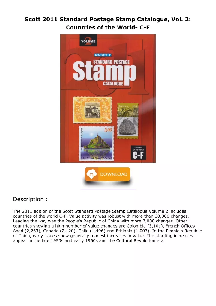 scott 2011 standard postage stamp catalogue