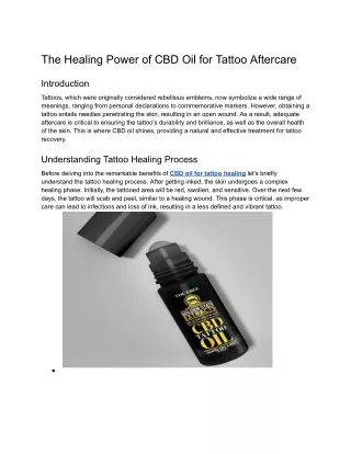 The Healing Power of CBD Oil for Tattoo Aftercare