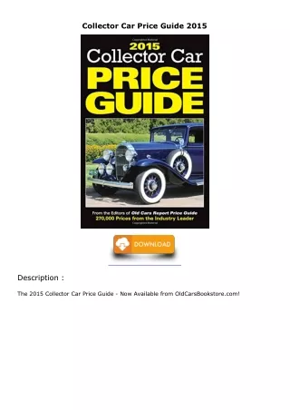[PDF READ ONLINE] Collector Car Price Guide 2015 epub