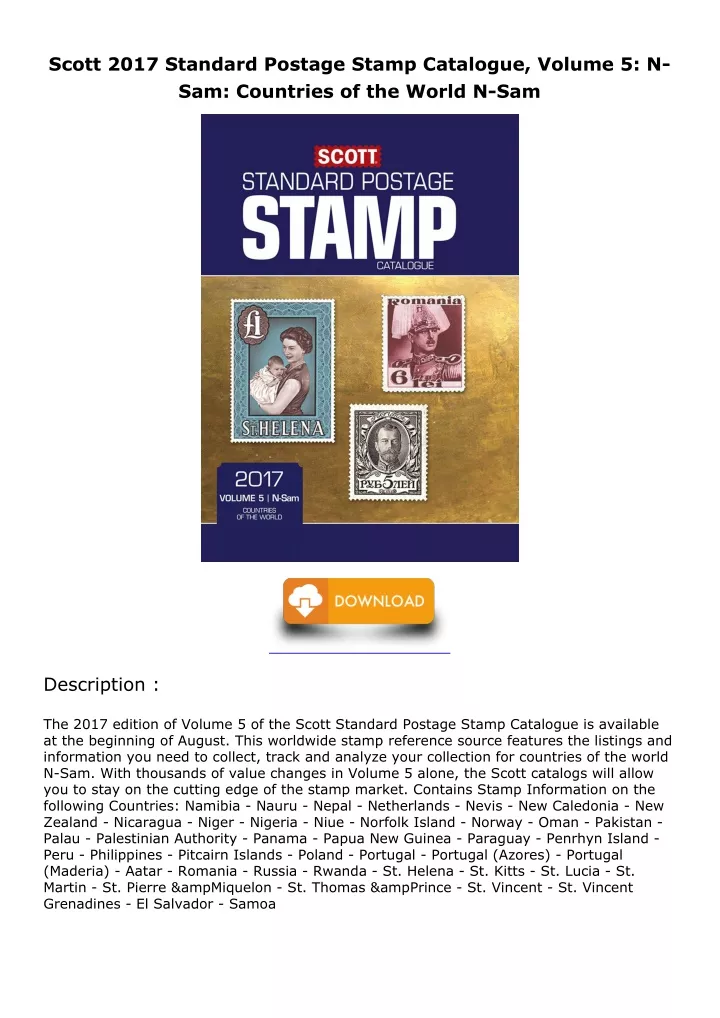 scott 2017 standard postage stamp catalogue