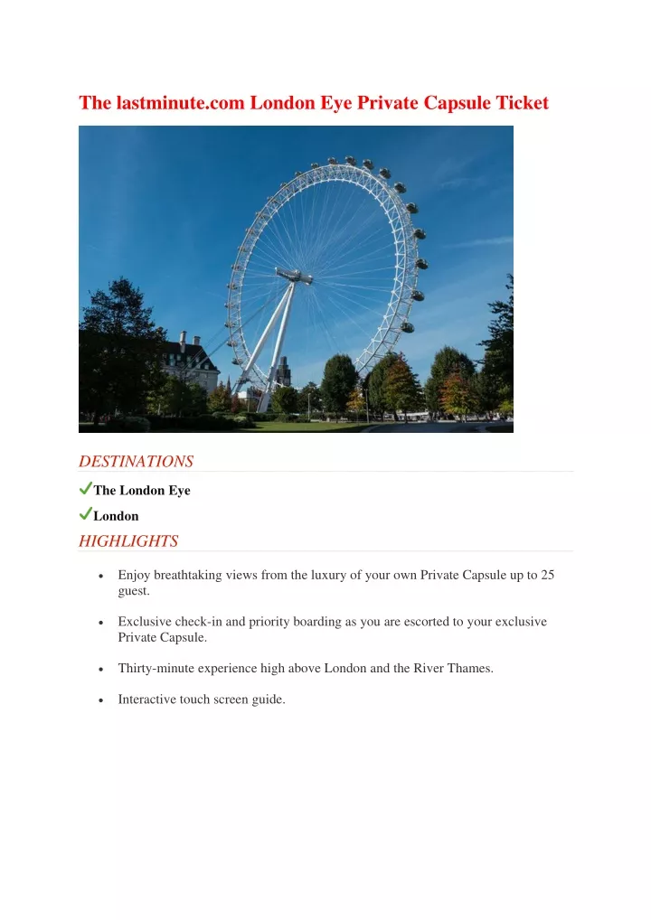 the lastminute com london eye private capsule