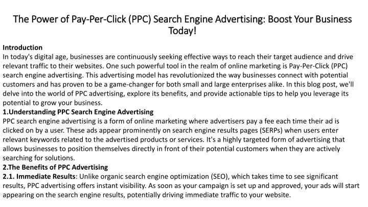 the power of pay per click ppc search engine advertising boost your business today