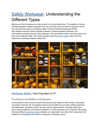 safety workwear understanding the different types