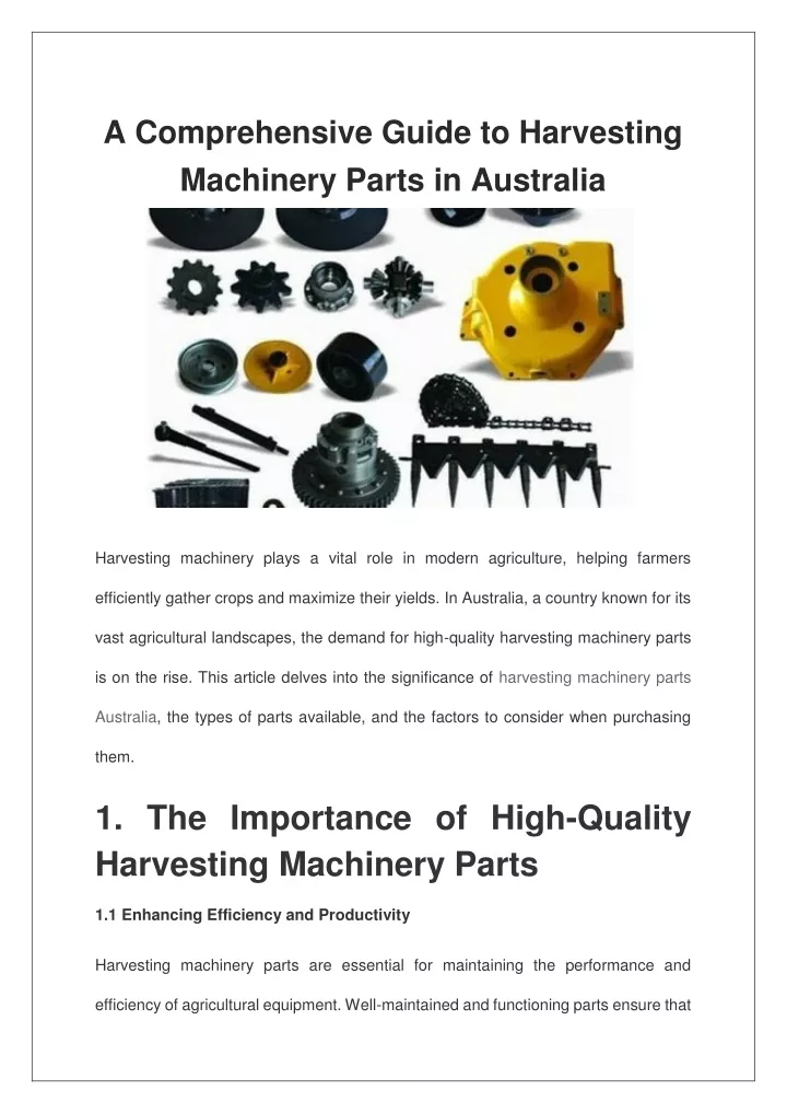 a comprehensive guide to harvesting machinery
