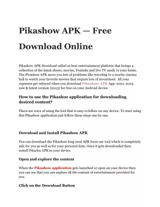 Pikashow APK — Free Download Online