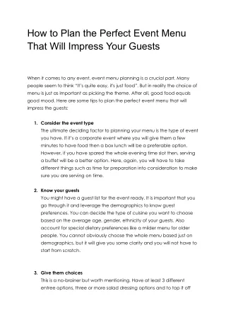 how to plan the perfect event menu that will