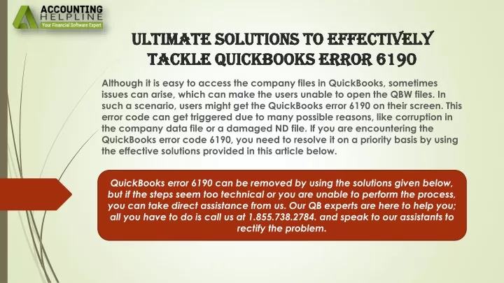 ultimate solutions to effectively tackle quickbooks error 6190