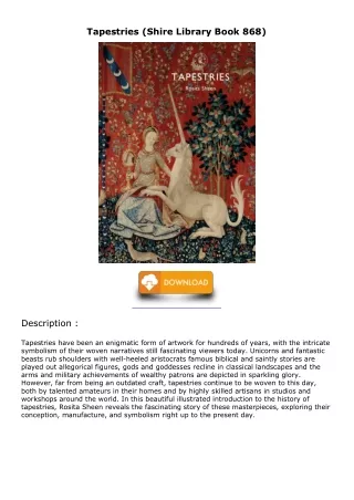 [READ DOWNLOAD] Tapestries (Shire Library Book 868) full