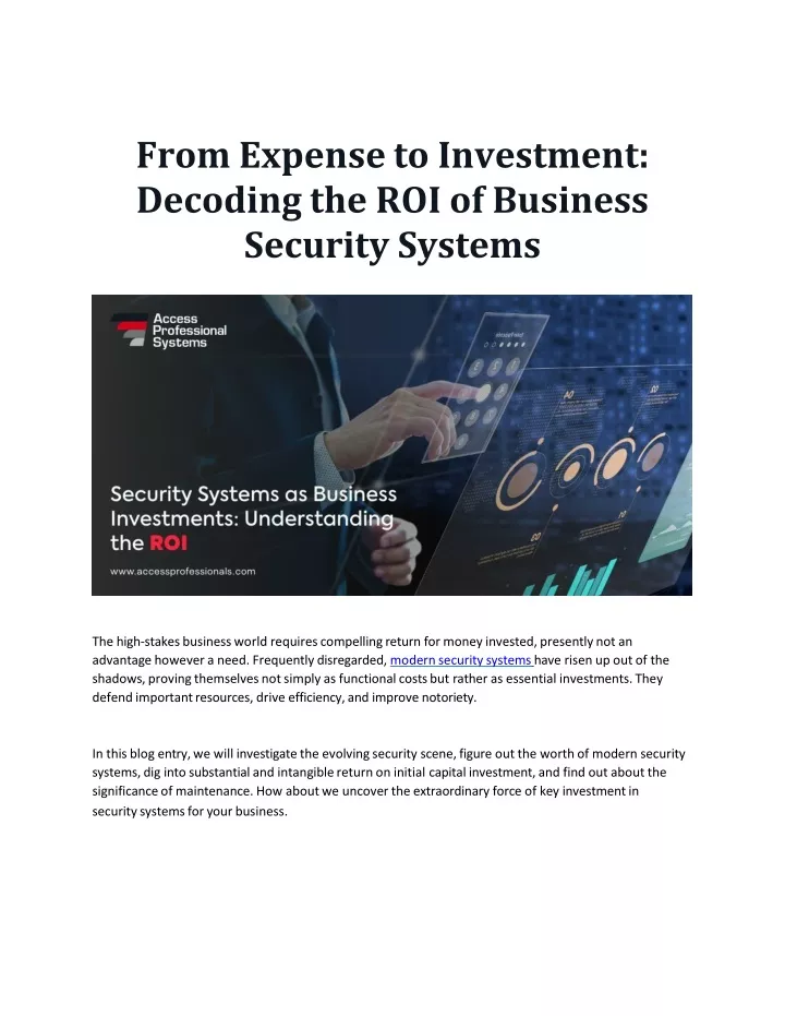 from expense to investment decoding the roi of business security systems